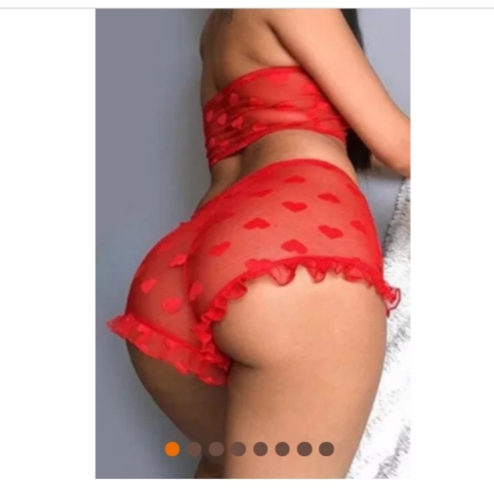 Heart print mesh lingerie set NWOT